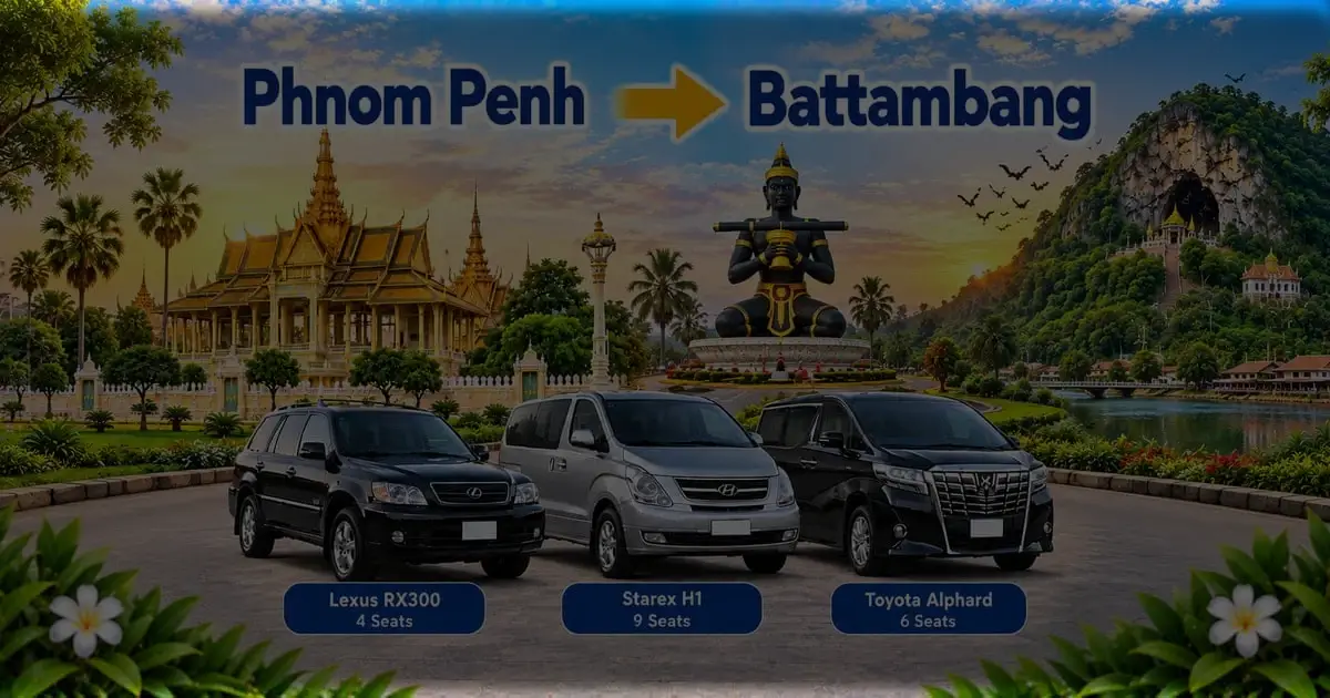 Phnom Penh to Battambang Taxi – Cambodia Tour Taxi private transfer service with comfortable vehicles connecting Phnom Penh to Battambang, Cambodia.
