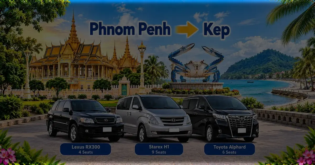 Phnom Penh to Kep Taxi – Cambodia Tour Taxi private transfer service with comfortable vehicles connecting Phnom Penh to Kep, Cambodia.