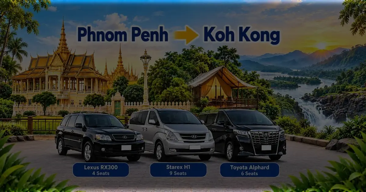 Phnom Penh to Koh Kong Taxi – Cambodia Tour Taxi private transfer service with comfortable vehicles connecting Phnom Penh to Koh Kong, Cambodia.
