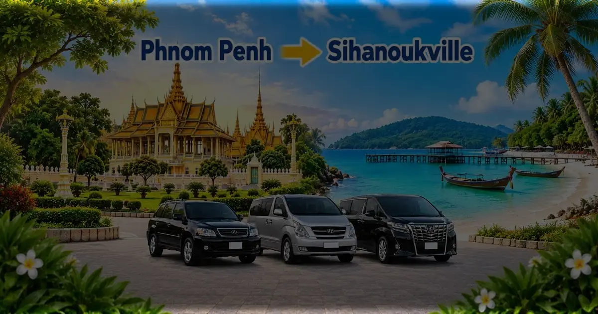 Phnom Penh to Sihanoukville Taxi – Cambodia Tour Taxi private transfer with comfortable vehicles connecting Phnom Penh to Sihanoukville, Cambodia.