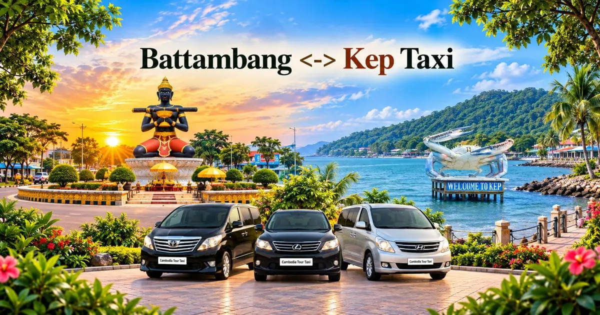 Battambang to Kep Taxi – Safe, Reliable Private Transfer with Comfortable Vehicle and Professional Driver in Cambodia.