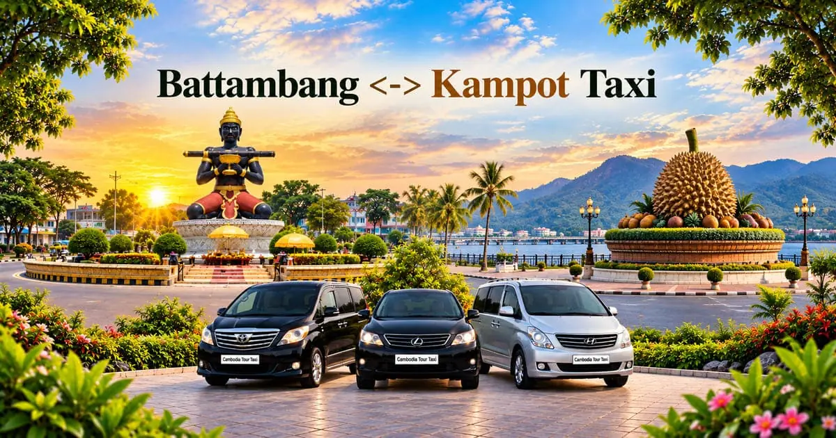 Battambang to Kampot Taxi – Safe, Reliable Private Transfer with Comfortable Vehicle and Professional Driver in Cambodia.