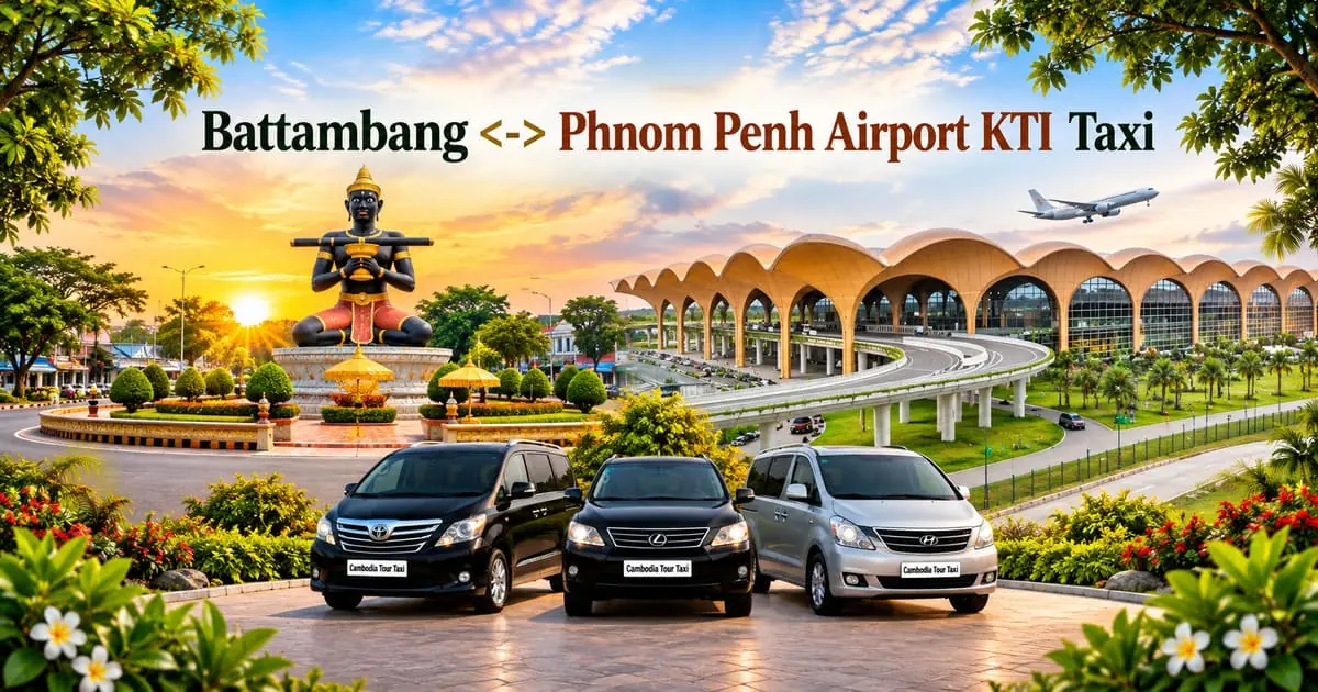 Battambang to KTI Airport Taxi – Safe, Reliable Private Airport Transfer with Comfortable Vehicle and Professional Driver in Cambodia.