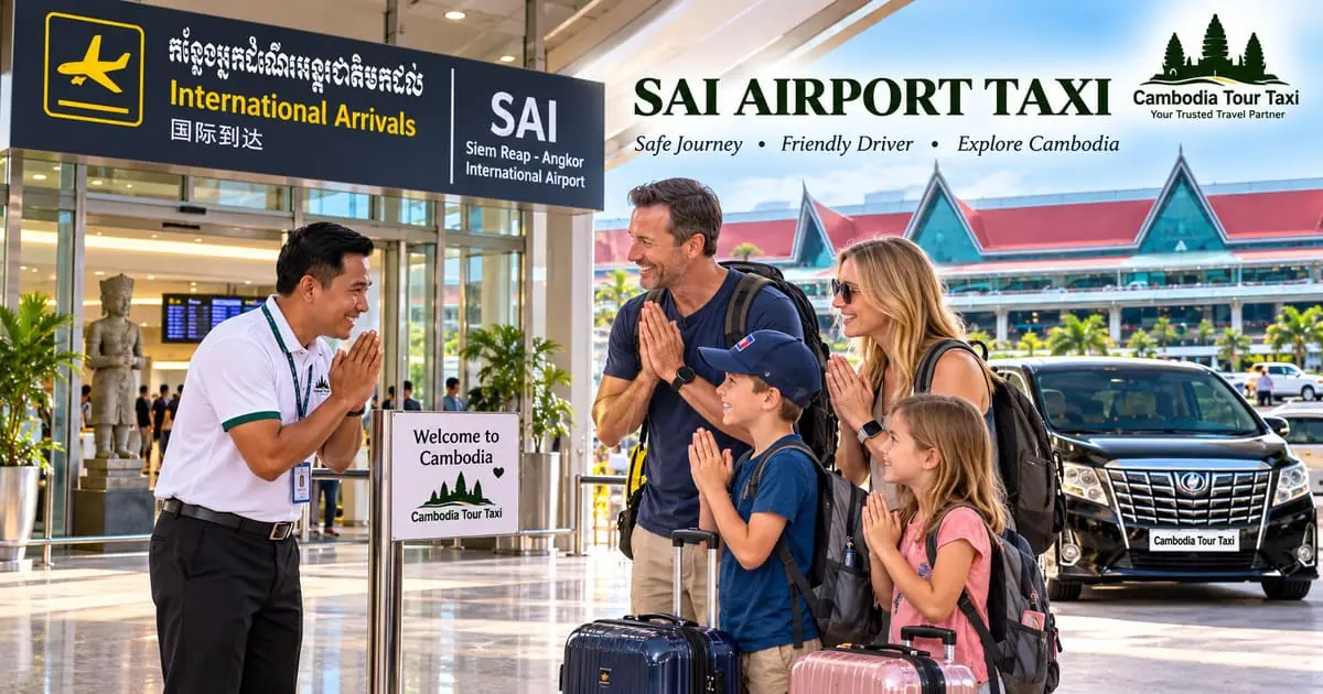 SAI Airport Taxi Siem Reap with professional Cambodia Tour Taxi driver providing safe and reliable private airport transfer service