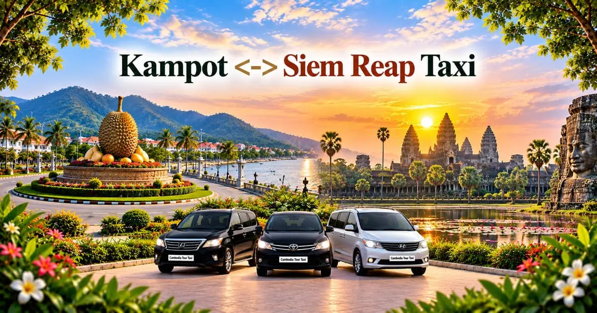 Kampot to Siem Reap Taxi – Safe, Reliable Private Transfer with Comfortable Vehicle and Professional Driver in Cambodia