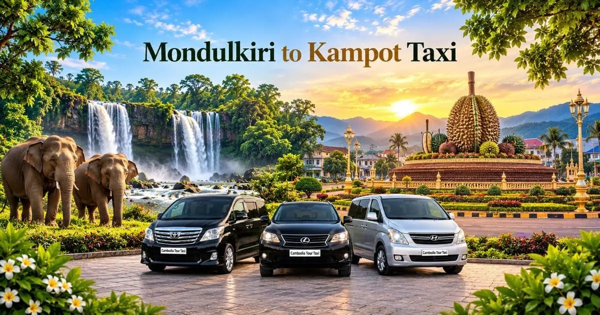 Mondulkiri to Kampot Taxi – Safe, Reliable Private Transfer with Comfortable Vehicle and Professional Driver in Cambodia.