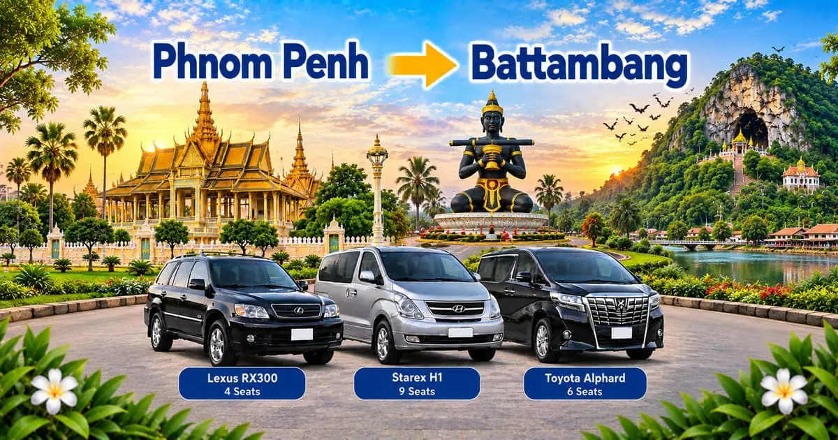 Phnom Penh to Battambang Taxi – Cambodia Tour Taxi private transfer service with comfortable vehicles connecting Phnom Penh to Battambang, Cambodia.