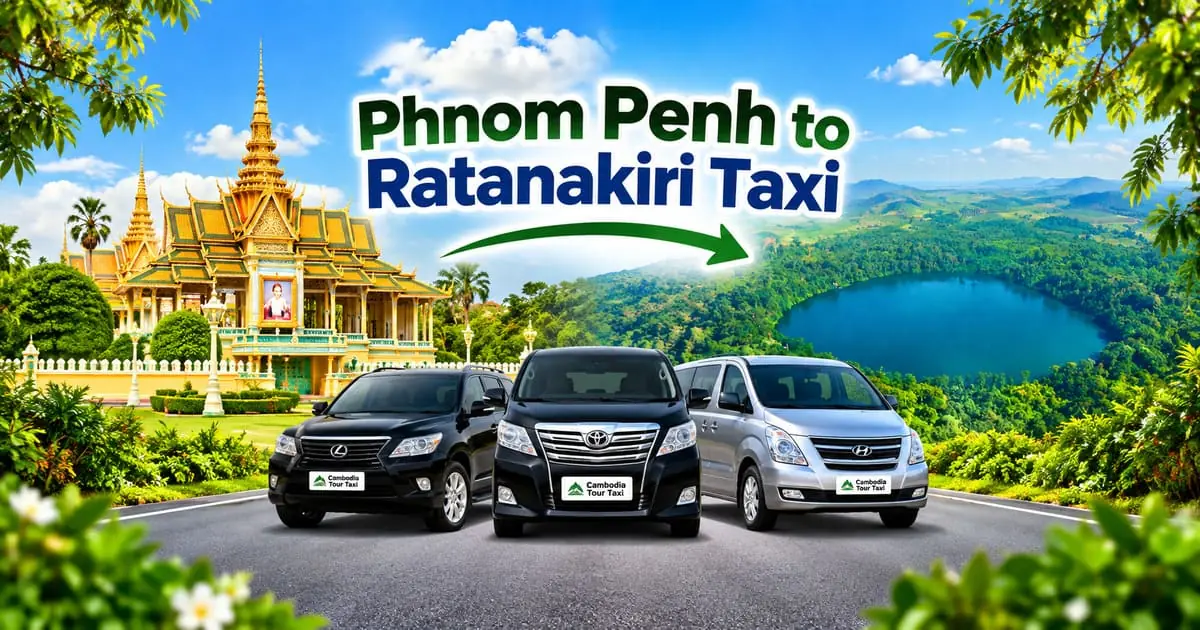Private Phnom Penh to Ratanakiri taxi with a comfortable vehicle for travelers traveling from Phnom Penh to Banlung, Ratanakiri, Cambodia.