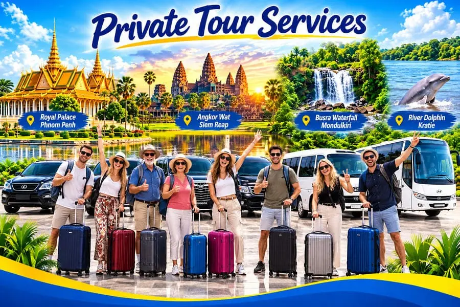 Professional private tour in Cambodia with Cambodia Tour Taxi, offering safe, comfortable, and personalized sightseeing experiences with an experienced local driver to Angkor Wat, Phnom Penh, Kampot, Siem Reap, and other popular destinations.
