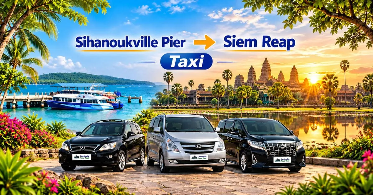 Sihanoukville Pier to Siem Reap Taxi – Safe, Reliable Private Transfer with Comfortable Vehicle and Professional Driver in Cambodia.