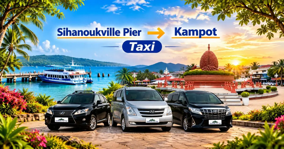 Sihanoukville Pier to Kampot Taxi – Safe, Reliable Private Transfer with Comfortable Vehicle and Professional Driver in Cambodia.