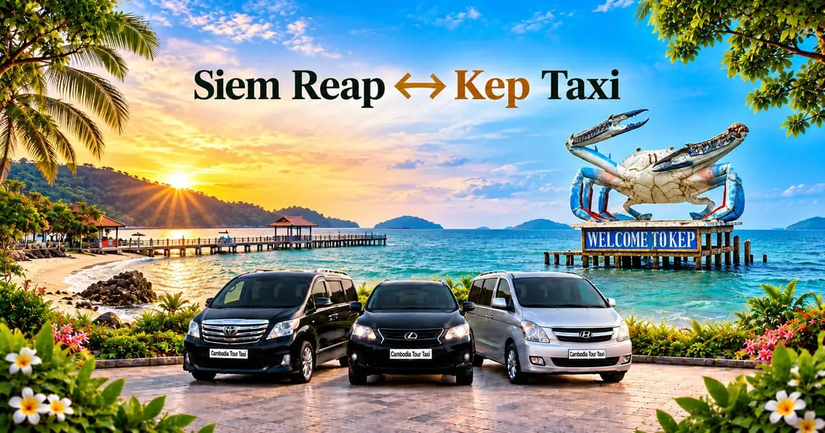 Siem Reap to Kep Taxi – Safe, Reliable Private Transfer with Comfortable Vehicle and Professional Driver in Cambodia.