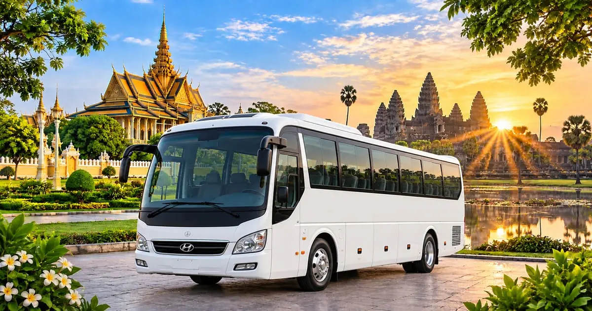 45-seat big bus for private group tours and transfers in Cambodia